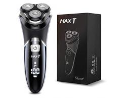 MAX-T Upgraded 3D ProSkin LED Rasierer Herren Elektrischer, Nass und Trockenrasierer mit Reiseverriegelung und Pop-up Präzisionstrimmer, Wiederaufladbarer und Kabelloser, Geschenke für Herren, Schwarz