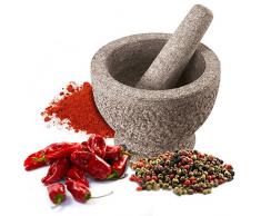 Granitmörser massiv - Gewürzmörser mit Stößel (Schlegel) aus Granit - Granit Mörser mit/ohne Öl Essig Zerstäuber als Dressing Maker Set (Granitmörser)