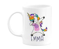 YZG LIFE Einhorn Tasse mit Namen Unicorn Kaffebecher Bürotasse Personalisiert Kaffeetasse Geburtstag Weihnachten Geschenk für Einhornfans Frauen Freundin Mädchen Kinder oder Tochter (Weiß)