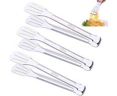 AIYoo Küchenzange Premium Packung à 3 × 9,45inch 18/8 (304) Edelstahl Zange Set, Grillzange Kochzange Salatzange Backzange Servierzange Buffetzange Silber Haushaltshelfer Salatgreifer
