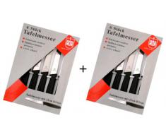 12 Stück Neustanlo Tafelmessser Menümesser Tischmesser Buttermesser Brötchenmesser - Klinge Eldelstahl rostfrei Wellenschliff/Griffe Kunststoff schwarz