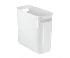 iDesign Mülleimer mit Griffen, kleiner Papierkorb aus Kunststoff, moderner Abfalleimer für Büro, Küche oder Badezimmer, weiß