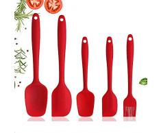 HOTEU Silikon Spachtel Set 5 Stück Kuchen Spachtel-Set mit hitzebeständigem Antihaft Gummi Spachtel Set Und Edelstahlkern Silikonschaber Backwerkzeug
