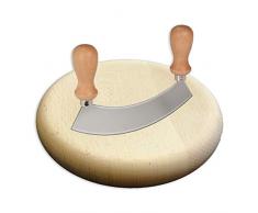 HOFMEISTER® Kräuter-Schneidebrett mit Wiegemesser für Gewürze & Gemüse, rundes Kräuterbrett mit praktischer Mulde, inkl. Edelstahl-Kräutermesser mit scharfer Klinge, 100% EU Produkt (1 Stück)