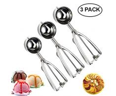 FUKTSYSM Eisportionierer - 3 Stück Eisportionierer 304 Edelstahl für Eiscreme, Melone, Fleischbällchen, Kuchen Teig, Plätzchen - 3 Größen Eisportionierer, 6CM 5CM 4CM