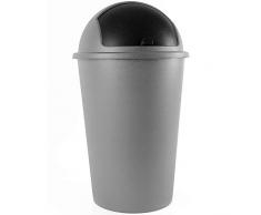 Deuba Abfalleimer 50L mit Schiebedeckel 68cm x 40cm Silber - Mülleimer Müllbehälter Abfallbehälter I Büro Küche Bad