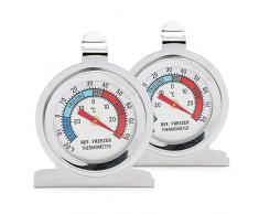 Color You 2 Stück Kühlschrankthermometer Gefrierthermometer, Kühlschrankthermometer aus Edelstahl, Kühlschrankthermometer mit Aufhängehaken und Ständer