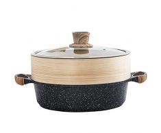 WFGNG Shabu-shabu 28cm, 32cm Spezialtopf Binauraler Suppentopf Dual-Use-Dampfgarer Antihaft-Kocher Induktionsherd Hot Pot (Size : 32cm)