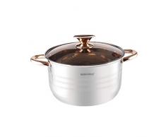 Heavy Tajinen mit Deckel, Auflauf Pfanne, Auflaufgericht mit Glasdeckel und Hochglanz poliert, Edelstahl (Size : 23.5 * 12.5cm)