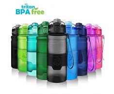 ZORRI Sport Wasserflasche-Trinkflasche Bpa Frei Sportflasche, Grau, Gr.- 400ml-14oz