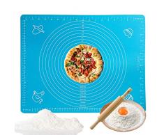 50x40cm Backmatte Baking Mat Nonstick Rutschfeste Backunterlage mit Messungen Fondant Teig Gebäck aus Silikon Backmatte Teigmatte Wiederverwendbar für Fondant Gebäck Pizza Matte, BPA Frei, （Blau）
