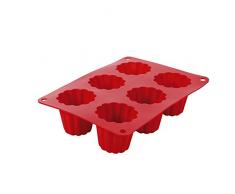 CREALYS Backförmchen für Cannelés (traditionelles Gepäck aus Bordeaux), Silikon, 26 cm (513012), Rot