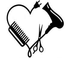 YUFUD Autoaufkleber Autoaufkleber ForBumper Haarstylist Herzkamm Scherentrockner Vinyl Motorrad Autoaufkleber 2pcs 13.CMX13CM