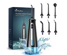 BESTOPE Munddusche Kabellos mit 3 Modi 6 Water Jet Tips Munddusche Elektrisch Oral Irrigator, 230ML IPX7 Wasserdichte Wasser Flosser für Zähne, USB Aufladung Munddusche Zahnreiniger für Zuhause Reise