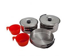 Outdoor Camping Kochgeschirr Set 7tlg. Edelstahl Topf Pfanne Geschirr stapelbar