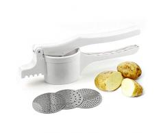 strety Kartoffelstampfer Handfrucht Presse Edelstahlblech 3 Gitter Für Kartoffel Küche Gemüse Saftherstellung Cremigen Kartoffelbrei Und Lebensmittel Rezepte Püree Obst Maker Weiß