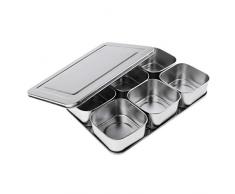 Baoblaze Edelstahl Gewürz Dosen Gewürzhalter Aufbewahrungsdose für Pfeffer, Zucker, Salz, Gewürz - 6 Gitter