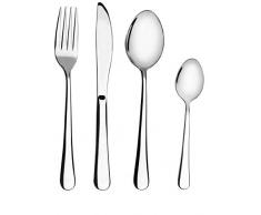 KADAX Besteckset aus Edelstahl, 24tlg, Essbesteck-Set für 6 Personen mit abgerundetem Rand, Set inkl. Messer, Gabel, Löffel, Teelöffel, für Küche, Party, Restaurant, matt