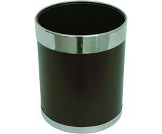 Papierkorb braun mit Edelstahlbodenring und Edelstahlring zur Müllbeutelfixierung