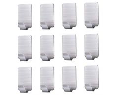 Haken Edelstahl Selbstklebend, Karrong Handtuchhaken Kleiderhaken Wandhaken Klebehaken Edelstahl Selbstklebend Ohne Bohren Wasserfest, für Decke Bad Küche Badezimmer, 12 Stücke