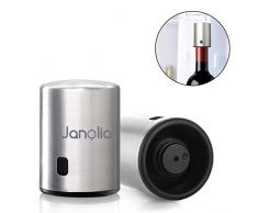 Janolia Smart Weinstopper, elektrischer Edelstahl-Vakuum-Memory-Flaschenverschluss mit Datumsskala, 7 Tage Erhaltungshöhe: 60 mm