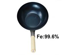 Goey 2 mm unbeschichtete Induktionsherde Antihaftpfanne Eisenpfanne traditionell handgefertigte Eisenpfanne Dicke: 2 mm, 32 cm.