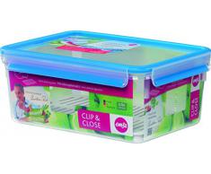 Emsa 512888 Frischhaltedose mit Abtropfgitter, Volumen 3.7 Liter, Maße 26.3 x 19.5 x 11 cm, Transparent/Blau, Clip & Close