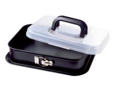 Kaiser Inspiration Springform eckig 36 x 24 cm, Flachboden, Tiramisu Form, Transporthaube, antihaftbeschichtet, auslaufsicher, klappbarer Griff