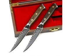 Stallion Damastmesser Ironwood Zwei Steakmesser - Damaststahl mit Griff aus Eisenholz in Edler Geschenkbox