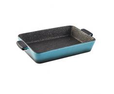 axentia Auflaufform Sorrel in Blau - Lasagneform 43cm - Ofenform antihaftbeschichtet - Keramikform backofengeeignet - Gratinform mit abnehmbaren Silikongriffen - Backform weiße Punkte - Küchen-Zubehör