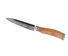 Wakoli Olive Damastmesser Allzweckmesser Klinge 12,50 cm Länge - sehr hochwertiges sehr scharfes Profi Allzweck Messer, Damast Messer, Küchenmesser, Kochmesser