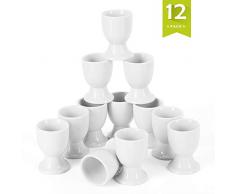 MALACASA, Serie Regular, 12-teilig 2/5 * 5 * 6,3cm CremeWeiß Eierbecher Porzellan EierStänder Eierhalter