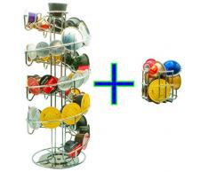 Kapselständer Kapselhalter Kapselspender für 57 Nespresso 35 Dolce Gusto 42 Tchibo Cafissimo Expressi Kaffeekapseln|Plus Aufbewahrung in Bonus Kapselbox|Ständer Ist drehbar verchromt universial