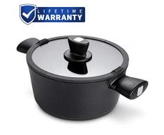 SKY LIGHT Kochtopf Topf 4.6 Liter Fleischtopf 24cm mit Glasdeckel Gemüsetopf Aluguss Antihaftbeschichtet, Bratentopf Höhe 12cm, induktionsgeeignet