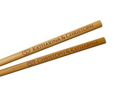 SNEG Essstäbchen aus dunklem Bambus mit persönlicher Gravur | Sushi-Stäbchen mit Gravur | Chopsticks graviert (Dunkles Bambus, 1)