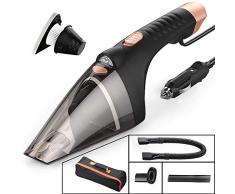 Auto Staubsauger mit LED Licht, SONRU DC 12V 106W Nass / Trocken Portable Handheld Handstaubsauger für KFZ, 4500PA Saugkraft, 2 HEPA Filter, 4.5M Netzkabel mit Tragetasche