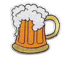 Bier Glas Dunkelgelb Maßkrug Aufnäher Bügelbild 6,4 x 6,7 cm