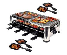 Syntrox Germany 16 Pfännchen Edelstahl Design Raclette mit Grill und Heißer Stein