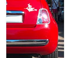 easydruck24de Sticker Hexe auf Besen Links I weiß I 20 x 13,5 cm I als Auto-Aufkleber, für Notebook Laptop Koffer Kinder-Zimmer I wetterfest I kfz_489