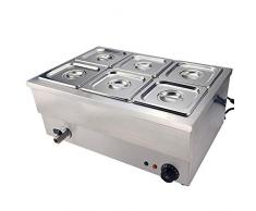 TAIMIKO Elektrische Speisenwärmer, für Bain Marie Buffet Essenswärmer Dampftisch für Gastronomie und Restaurants Nassbrunnen,1500W, Edelstahl,1/6 x 6 GN-Pfanne