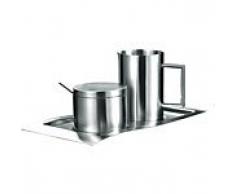 Esmeyer Wave – Gemeinsam Milchkännchen und Zuckerdose Wave, Edelstahl gebürstet, Maße des Tablett 260 x 140 mm