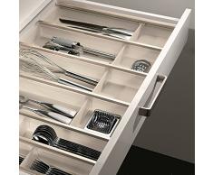 Sotech SO-TECH® 80er Cuisio Besteckeinsatz weiß transluzent mit Messerblock Besteckkasten Schubladeneinsatz
