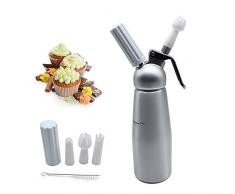 HOT Aluminium Sahnesyphon 0,5L Sahnespender Sahnebereiter Sahnespritze 3 Tüllen