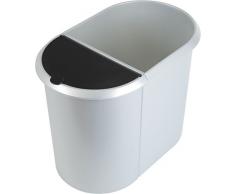 Helit H6220900 Duo-System-Papierkorb, 20 L, silber