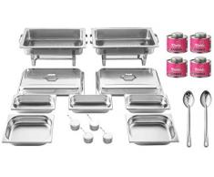2 Chafing Dish | Speisewärmer inkl. 4 Brenndosen 18-teiliges Set