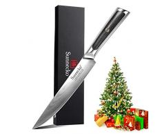 Sunnecko Fleischmesser - 20cm Profi Kochmesser - Japanischer VG-10 Cored & 73-Schichten Damaststahl Klinge & G10 Griff für Haushaltsküchen - Elite Series.