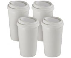 Rosenstein & Söhne Keramikbecher: 4 Coffee-to-go-Becher aus Keramik, Silikondeckel, 250 ml, doppelwandig (Thermo-Becher)