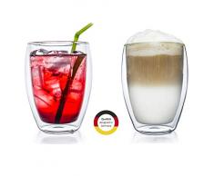 Creano 2er-Set doppelwandiges Thermoglas „DG-Hoch“, großes hitzebeständiges Trinkglas aus Borosilikatglas | 250ml