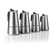 Coffee Fox Espressokocher aus Edelstahl - Kaffeebereiter Kaffeekocher Espresso-Kanne für 2 4 6 9 Tassen