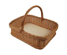 Weidentablett mit Henkel ca. 53x38x13 cm Eckig Braun Tablettkorb Korbtablett Serviertablett Handarbeit Holz Küche Garten Weide (Braun - Oval)